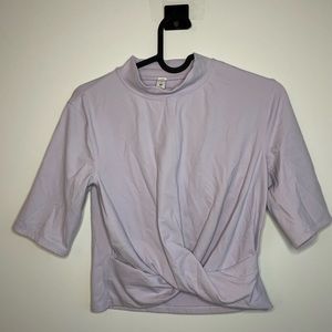 Lululemon purple twist short sleeve cropped top light purple lavender M/L size 8